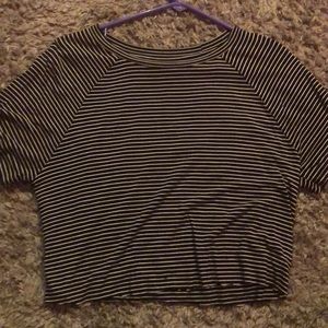 black and white striped crop top